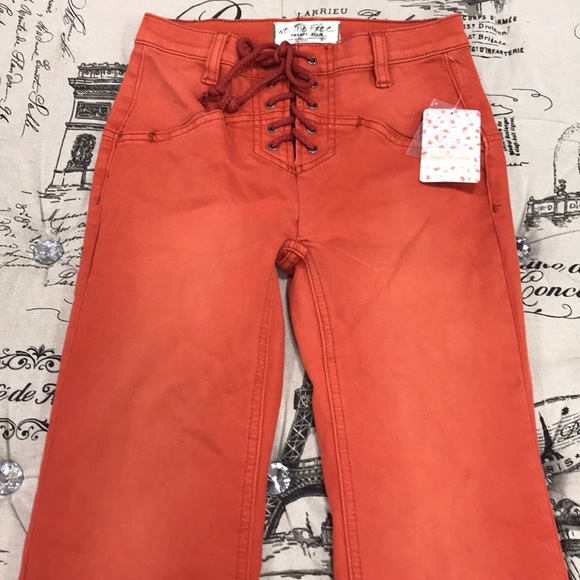 🎁 Free People Eva High Waisted Lace-Up Bootcut Jeans - Picture 5 of 10